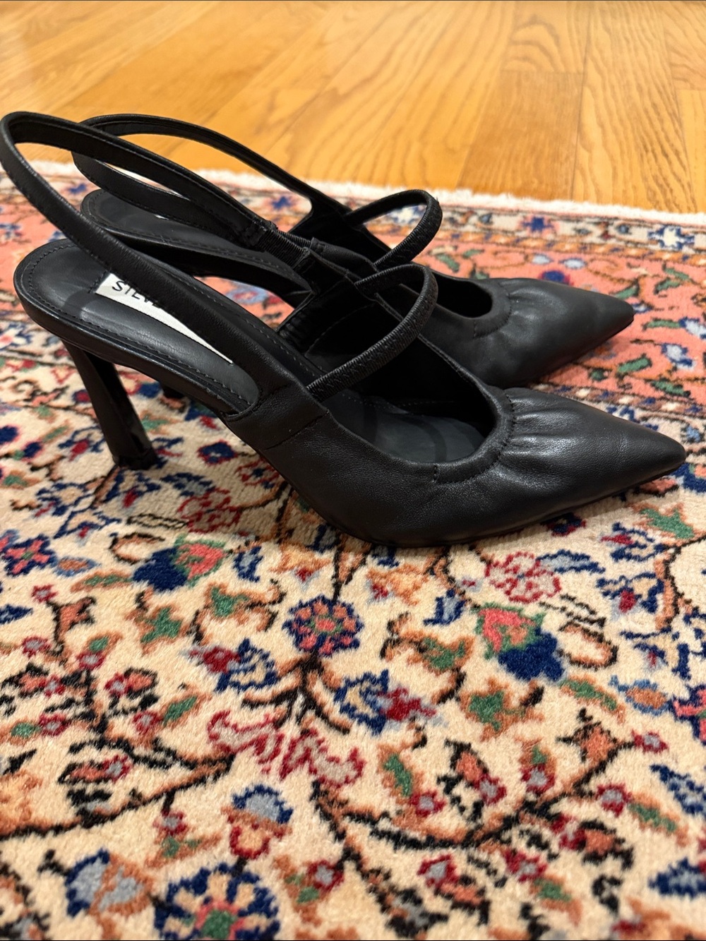 Steve Madden Black Pointed Slingback Mary Jane Heels Grae